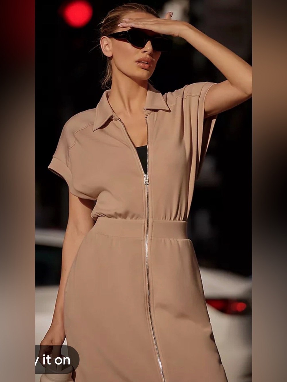 Varley Louisa Zip Through Double Soft Midi Dress - Picture 3 of 12
